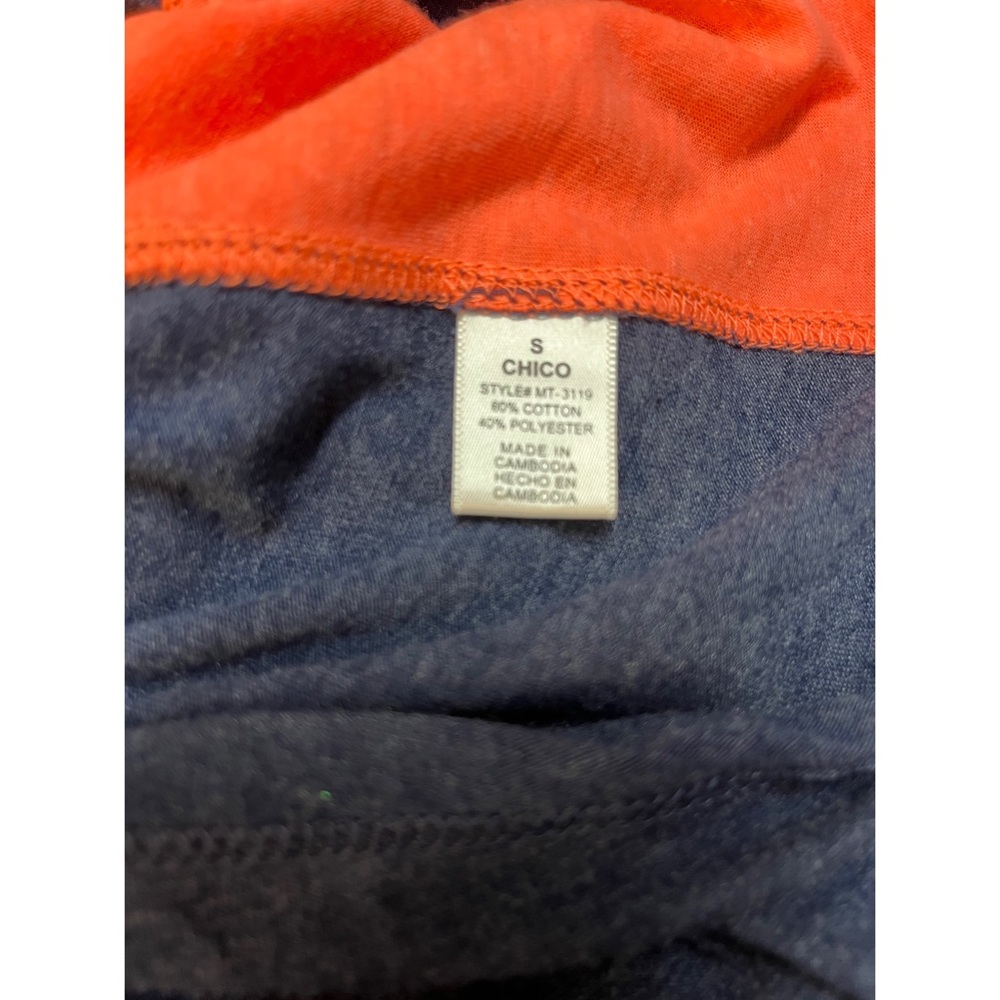 Zenana Color Block Tee Dress Blue Neon Orange S - Picture 6 of 6